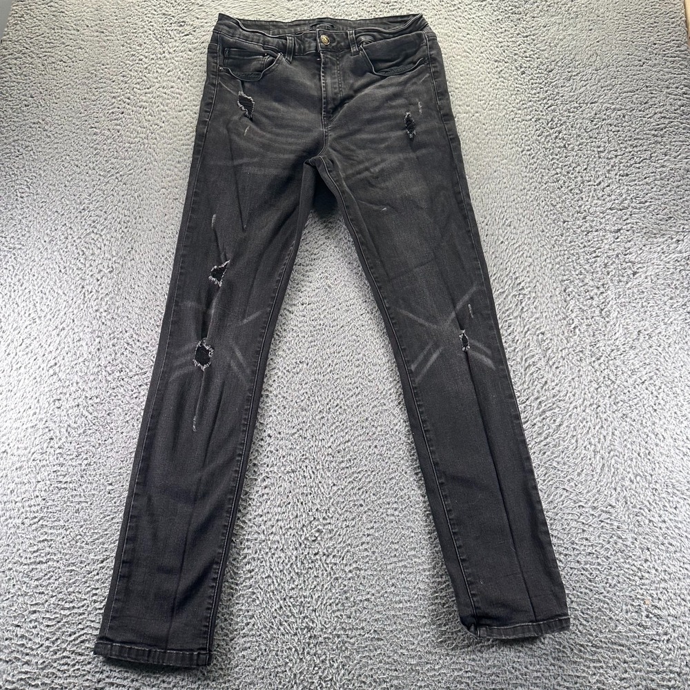Truth By Republic Jeans Men's 30x32 Black Cotton Denim Skinny Distressed Stretch